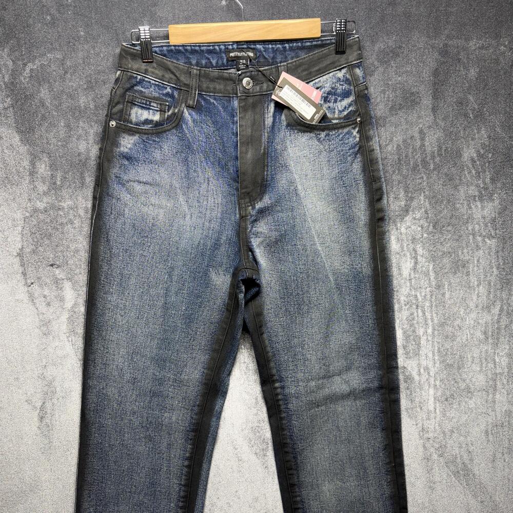 PrettyLittleThing Jeans Womens 6 Blue High Rise Contrast Edge Straight Denim